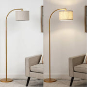 DEWENWILS HLFL04F 63.4 in. Gold 1-Light Arched Floor Lamp For Bed Room With Fabric Drum Shade