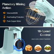Honinst 1531 6.5QT 660W Electric Stand Mixer, 10+P Speeds Lightweight with Tilt-Head