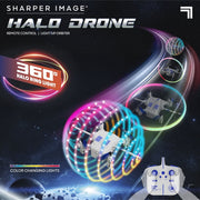 Sharper Image Halo Drone, Remote Control Orbiter with 10 Light Modes, Dual Flight Orientation, USB-C Rechargeable, White