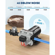 Kohree Water Pressure Diaphragm Pump, Self-Priming 12V DC, 5.5GPM Flow, 55PSI Pressure, 0.75L Pre-Pressurized Accumulator Tank, Quiet Operation, KR2132-WR