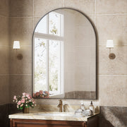 Beautypeak 2509-ALYH-3040-1 Bathroom Wall Vanity Arched Mirror, 30x40 in, Black Aluminum Frame, Shatter-Proof Glass