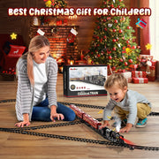 Flooyes Electric Train Set with Light-Up Red Carriages, Figure-Eight Track, Alloy and ABS Plastic, Ages 3+