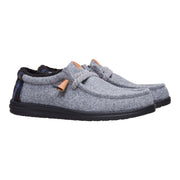 Hey Dude Wally Cozy Plaid Men's Casual Loafers, Lightweight, Breathable Textile Upper, Removable Memory Foam Insole, Elastic Lacing with Toggle, Smoke Grey/Multi, 11, 44341