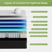 Edx 12 Inch TwinXL Memory Foam Hybrid Innerspring Mattress with Individually Pocketed Springs, Medium Comfort Pillow Top