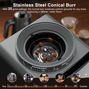 VAVSEA Conical Burr Coffee Grinder, 35 Grind Settings, Electric Bean Grinder for Espresso, Drip, Pour Over, Cold Brew, French Press, Matte Gray