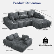 IDEALSOUL Sectional Sofa 101 in L-Shaped Modular Cloud Couch with Premium Chenille Fabric, High-Resilience Sponge Filling, Deep Gray 03