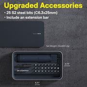 HOTO 3.6V Electric Screwdriver Tool Kit, Rechargeable, Magnetic Case Lid, 3 Torque Settings, 1500mAh Battery