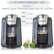 Mixpresso Single Serve Coffee Maker, 4 Brew Sizes, 45oz Removable Water Tank, Rapid Brew Technology, Auto Shut-Off, Gray, K4GRY00