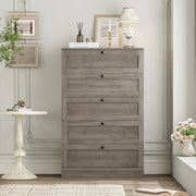 Homfa HOS-PB-215 5 Drawer Farmhouse Vertical Dresser Drawers, Gray