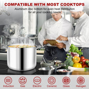 Vesteel 24 Quart Stainless Steel Stock Pot with Lid, Tri-ply Construction, Induction Compatible, Heavy Duty