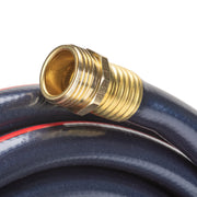 Swan Products Heavy-Duty 5/8 in 50 ft Garden Hose with CoreFUSION Technology, Blue with Red Stripe, Ergonomic Aluminum Coupling