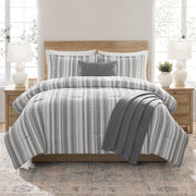 Mainstays Yarn Dyed Stripe 5-Piece Grey Comforter Set, King, Hypoallergenic, All-Season, Machine Washable, MSD566170522046
