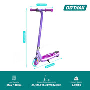 GOTRAX Scout 2.0 Electric Scooter for Kids 4-7, 80W Motor, 6 MPH, Colorful LED Lights, Lightweight Aluminum Frame, Solid Tires, Pink