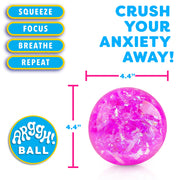 Power Your Fun Arggh Glitter Stress Ball, Medium Pink, 4 in Diameter, Squishy Fidget Sensory Toy for Kids and Adults