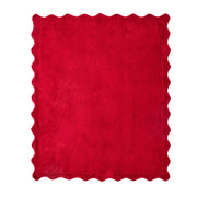 My Texas House Faux Fur Scallop Throw, Reversible Plush Rabbit Fur and Dutch Velvet, Red, 50 x 60 in
