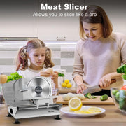 OSTBA Electric Deli Food Slicer with 6.7in Removable Stainless Steel Blade, Adjustable 0-15mm Thickness, 150W Motor, Silver SL517