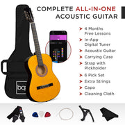 Best Choice Products Acoustic Guitar Kit, 38in Beginner Nylon String Guitar with Gig Bag, Strap with Pick Holder, Extra Strings, Capo, Matte Black, SKY10882