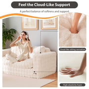 GOODONE Bean Bag Chair Sofa, Giant Loveseat, Luxurious Bubble Fabric, Soft Plush, Beige, 2-Seater