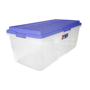 Hefty HFT-7164-010-470-676 113 Qt. Clear Storage Bin with Blue HI-RISE Lid
