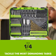 Greenworks 150PC Drill and Driver Bit Set, 1/4