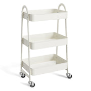 ZUNMOS EL2-TC3L 3 Tier Metal Utility Rolling Cart with Lockable Caster Wheels White EL2-TC3L