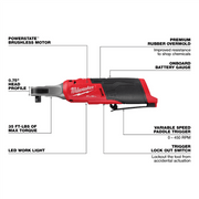 Milwaukee M18 FUEL 18V Mid Torque 1/2 in. Impact Wrench with M12 FUEL 3/8 in. High Speed Ratchet Combo Kit, Red Black, 3890-22