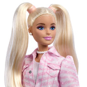 Mattel Barbie Deluxe Style Fashion Doll, Blonde Hair, Pink Denim Jacket and Skirt Set, Poseable, 12 Inch, JJN69