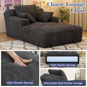 IDEALSOUL Oversized Chaise Lounge Chair, Cloud Plush Corduroy Upholstered Sofa Bed, Modern Deep Seat with Back Cushions and Pillows, Green, 67x46 in
