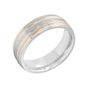 Brilliance Fine Jewelry TS9571/11 Men's Two-Tone Stainless Steel 7MM Striped Wedding Band - Men's Ring