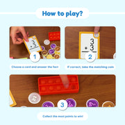 The Fidget Game Math Ahoy Educational Math Game with Addition and Subtraction Flash Cards, Coins, Ten Frame Fidget Mats, Multicolor