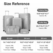 Zimtown 5 Piece Luggage Sets PP Hardside Luggage Suitcase Set with Portable Travel Bag Light Gray