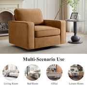 Coolhut 360 Swivel Accent Chair, Upholstered Beige Fabric, 36.2 in Wide, Sturdy Wood Frame with Metal Legs