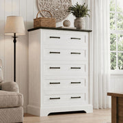 Homall 5 Drawer Tall Chest of Drawers, Large Capacity Storage, Smooth-Gliding Drawers, Anti-Tip Device, White, 31.5 in Wide