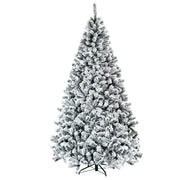 Costway CM22068 Unlit Premium Snow Flocked Hinged Artificial Christmas Tree with Metal Stand 7.5 ft.
