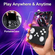 Colorfish Handheld Game Console, 8000+ Classic Games, 128GB SD Card, 3.5in IPS Screen, Dual-Core 1.2GHz, 2GB RAM, HDMI Output, 3000mAh Battery, Transparent Black
