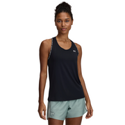 Under Armour Tech Knockout Women's Athletic Tank Top, Moisture-Wicking, 4-Way Stretch, Black and White, Large, 1389851-001