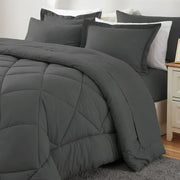 Sleepdown SDC6619 Cozy Bedding 7-Piece Microfiber Comforter Set, Dark Grey, King