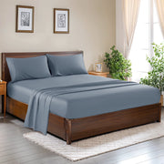 Sonoro 2SJT21QNGY Kate 100% Cotton Bed Sheets Set, 1000 Thread Count, 4 Piece Luxury Soft Sheets with 16in Deep Pocket, Queen, Gray-Blue