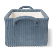 Mainstays Kids Blue Ribbed Corduroy Fabric Storage Basket with Handles, 4 Pack, 15 in x 11 in x 8 in