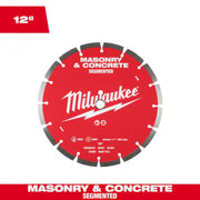 Milwaukee 12 in. Segmented Masonry & Concrete Diamond Blade - Material: Diamond