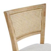 Christopher Knight Home Dining Chairs Set of 2 with Handwoven Rattan Cane Back, Beige Upholstered Seat, Natural Rubberwood Frame, Curved Legs, 204821