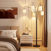 SUNMORY 5 Lights Tree Floor Lamp, 83.5 Large Tall Standing Lamp with Drum Linen Lampshade