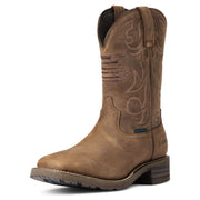 Ariat Hybrid Patriot Waterproof Western Boots for Men - Distressed Brown - 8M