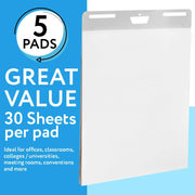 Impresa Sticky Easel Pads, Premium Bright White Paper, Strong Adhesive Backing, 25 x 30 in, Pack of 5, 150 Sheets