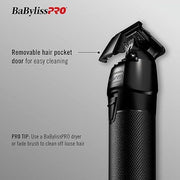 BaBylissPRO FXONE BLACKFX Cordless Hair Trimmer, Brushless Motor, Titanium T-Blade, Interchangeable Battery, All-Metal Housing, Black, FX799MB