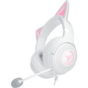 Razer Kraken Kitty V2 Wired Gaming Headset, TriForce 40mm Drivers, HyperClear Cardioid Mic, 7.1 Surround Sound, Chroma RGB Kitty Ears, White