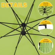 FUNDAZE 8x8ft Hanging Cantilever Patio Umbrella with Base Square Outdoor Sun Shade with Crank & Tilt for Garden Backyard Deck Apple Green