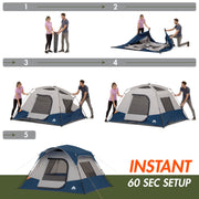 Ozark Trail 4 Person Instant Cabin Tent, Quick Setup, Weather-Resistant, Eco-Friendly Blue, 8 ft x 7 ft x 54 in, 31111