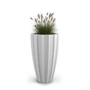 Mayne Sedona 28in White Round Self-Watering Polyethylene Standing Planter with Double Wall Insulation and Built-In Water Reservoir 2832-W