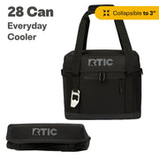 RTIC 28 Can Cooler Insulated Collapsible Black, 27 Quart
